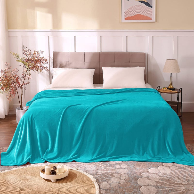 BEDELITE Fleece Blankets Queen Size Teal Throw Blankets for Bed, Luxury Plush Cozy Fuzzy Blanket 90x90 inches, Super Soft Warm Lightweight Throw Blanket All Seasons Suitable - Image 2